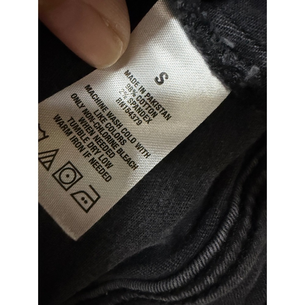 Aéropostale Seriously Stretchy Black Distressed Denim Jacket Women Small Cropped - Picture 6 of 6